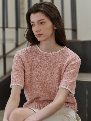 Pansy half sleeve knit (Pink)