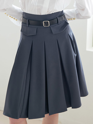 WED_High-waist pleated skirt_GRAY