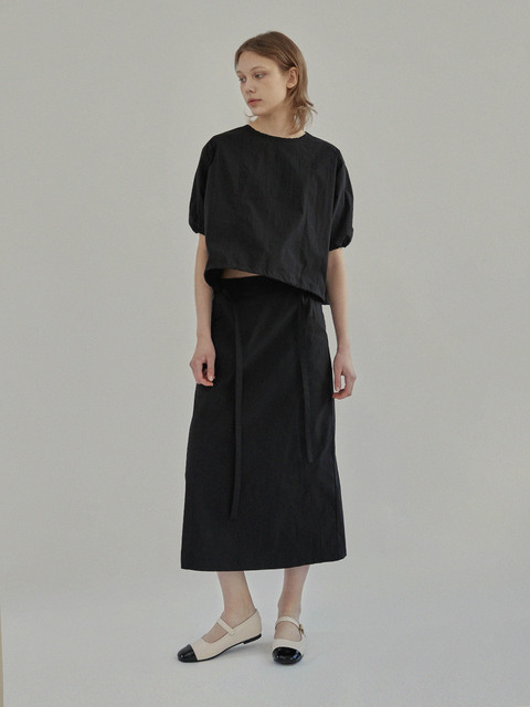 스커트 - 소이유 (SOIIU) - Tied Oblique Pocket Skirt_Black