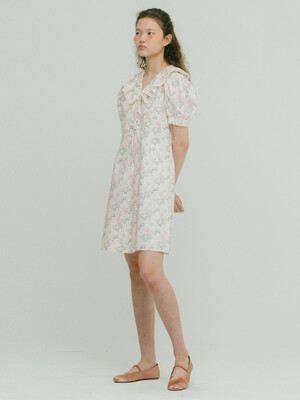 Flower Print Frill Collar Dress VC2333OP012M