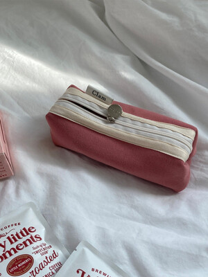 Clam round pencilcase _ Love pink