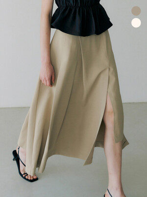 comos 871 unbalance pleats flared skirt (2color)