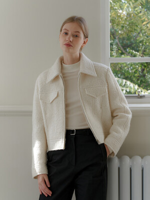 BOUCLE COLLAR JACKET_IVORY