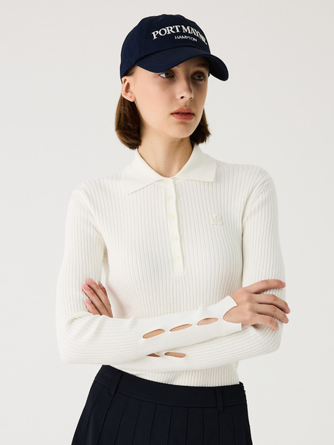 니트,골프,골프,골프 - 포트메인 (PORT MAYNE) - RIBBED POLO SWEATER - IVORY
