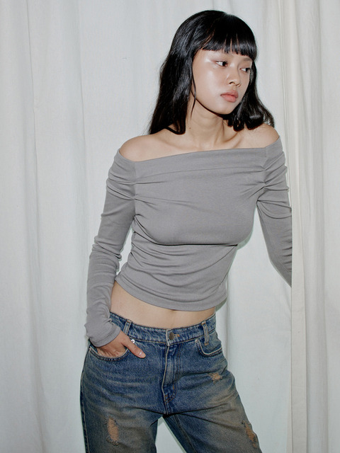 애슬레저,티셔츠 - 탑걸  (TOPGIRL) - TUCKED ARMHOLE OFF-SHOULDER TOP_T326TP121(ST)