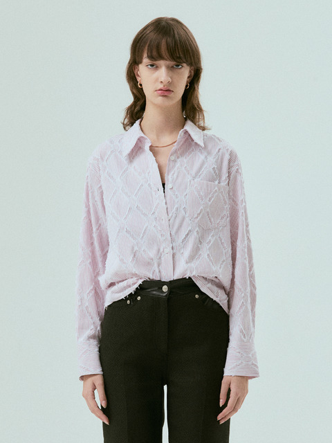 셔츠 - 실른 (SILN) - Classic tassel stripe shirts (PINK)