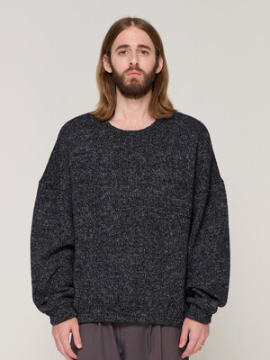 OVER KNIT SWEATSHIRT  (BLACK)