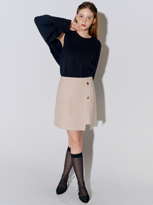 Brushed Slit Mini Skirt L.Beige