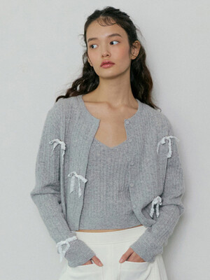 181 melting knit cardigan (light gray)