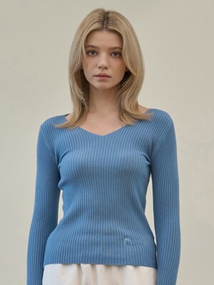 Basic V-Neck Knit Ts_Blue