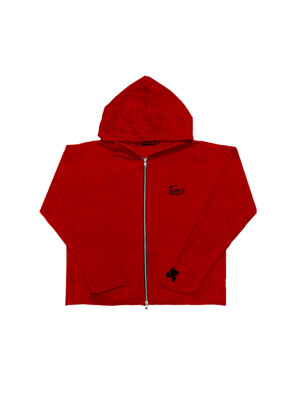 LOVE ME Sleeve Hoodie Zipup RED