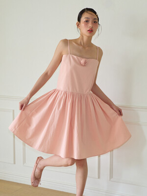 Corsage Mini Slip Dress_ Peach