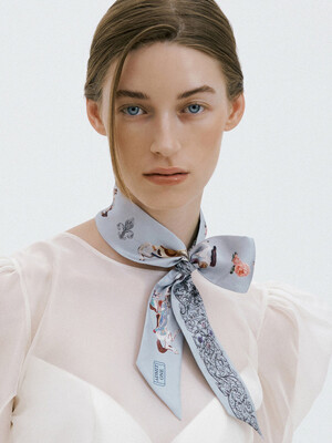 Merry-go-round-Dove Grey Long Twilly Silk Scarf