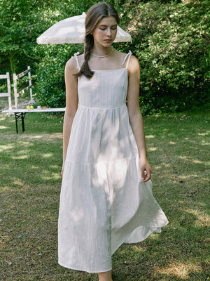 Ribbon Sleeveless Cancan Dress - Off White