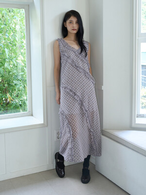 [7차 리오더] SLEEVELESS CHECKED DRESS-GRAY
