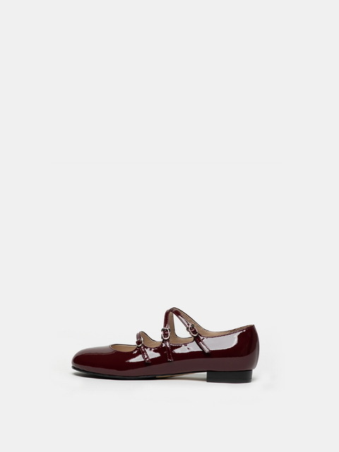 모디아티코 RORI 3 Series 2 라운드 플랫 Patent Leather Deep Red Wine