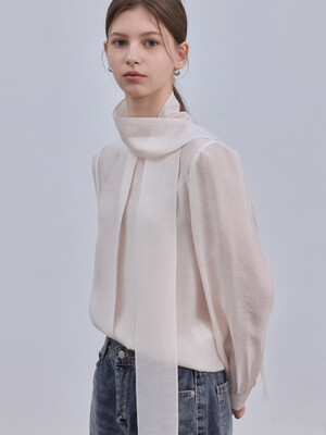Tencel Scarf Blouse_Pink Beige