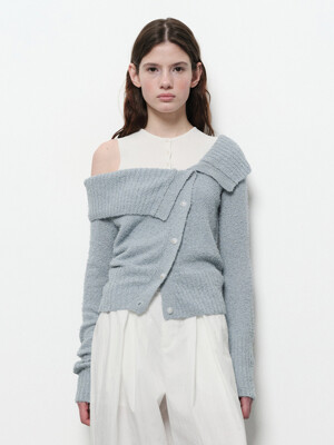 OFF SHOULDER BUTTON CARDIGAN (blue)