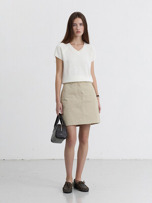 A-LINE MINI SKIRT LIGHT CREAM BEIGE_UDSK5B227I1