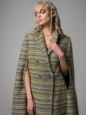 LUXURY TWEED CAPE(YELLOWGREEN)