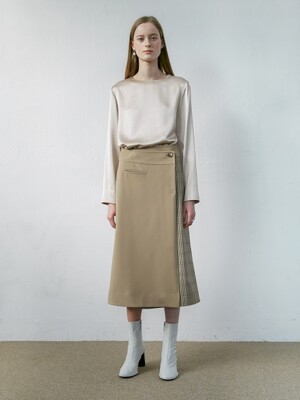 A Line Wrap Skirt(Beige)