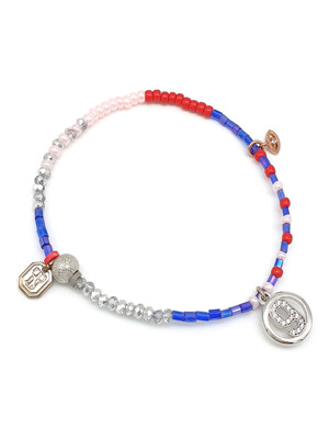 JOY bead bangle _ BLUE+RED