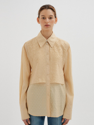 TINTUCK Pintucked Shirt - Beige