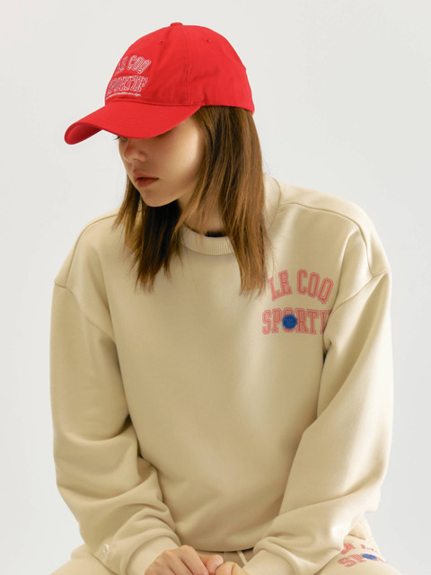 팬츠,티셔츠,애슬레저 - 르꼬끄 스포르티브 (Lecoq sportif) - 아치형 스몰그래픽 셋업 오버핏 쭈리 맨투맨 (QM323LFS92)
