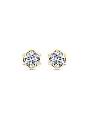 solitaire round crown earring(yellow gold)