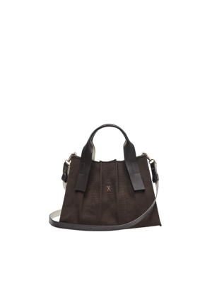 Lucky Pleats Canvas Tote S Dark Brown
