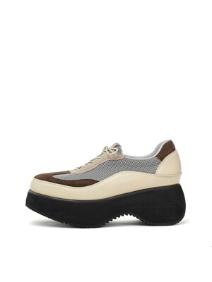 SUEDE MESH PLATFORM SNEAKERS, BROWN