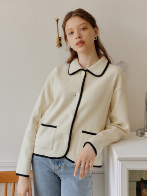 LINE KNIT JACKET_IVORY