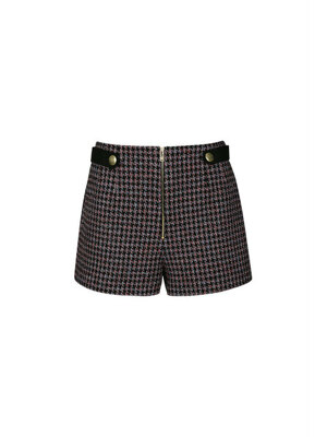 BUTTONED TWEED SHORTS (BLACK)