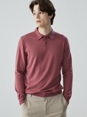 [Wool 100%] Basic shirt collar pullover_RED BEEN