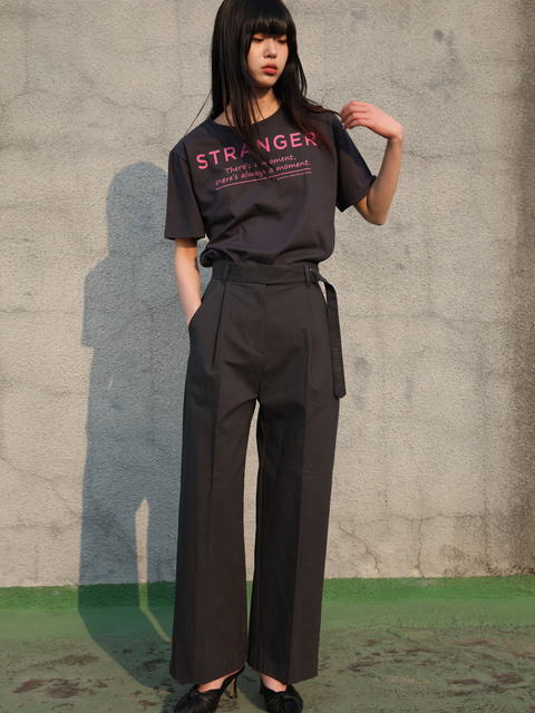 팬츠 - 쏘리투머치러브 (SORRY TOO MUCH LOVE) - Gwen Waist String Cotton Slacks_Charcoal