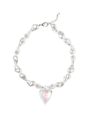 Venetian heart glass pearl necklace