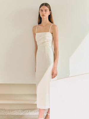 CHERYL Sphagetti strap H-line long dress (Ivory)