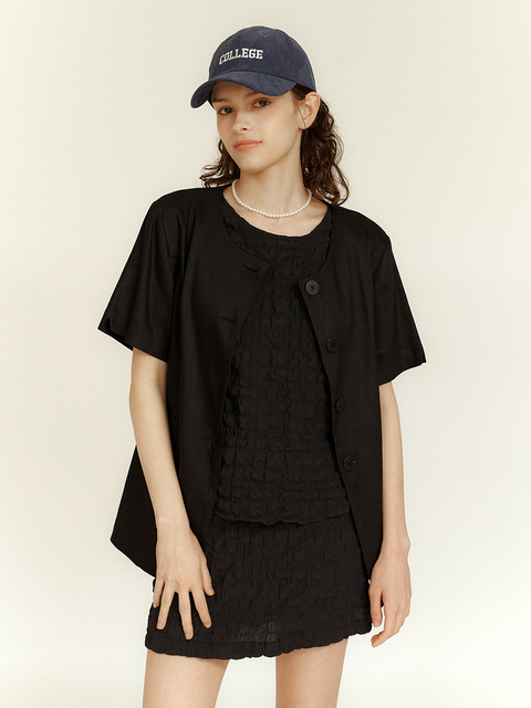 티셔츠,아우터 - 이슈넘버 (ISSUE NUMBER) - 1.61 Summer set-up jacket (Black)