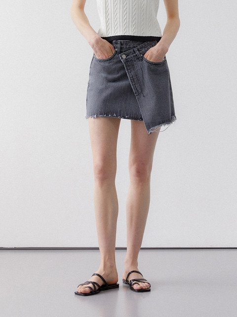 스커트,데님 - 워머스트치엘로 (W.CIELO) - lap a line skirt black