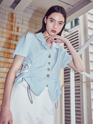 [LINE] String Shirring Point Blouse (Mint)