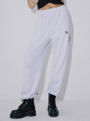 Symbol Embroidery Two-way Jogger Pants _White Melange