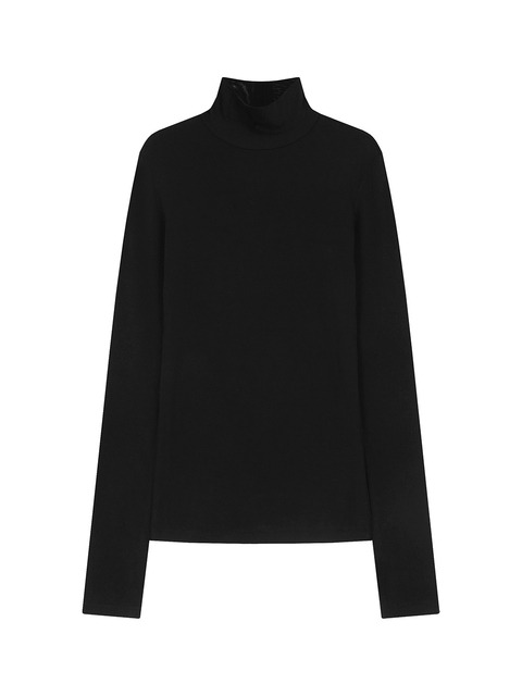 티셔츠 - 비자비 (VIS A VIS) - [FW23] THUMBHOLE CUFF TURTLENECK JERSEY TOP (BLACK)