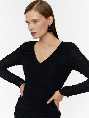 Muse Sheered Dress [BLACK]