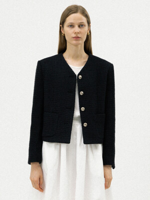 Classic tweed wool jacket (Black)