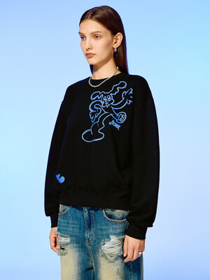 DANCING LINE MOTION SWEATSHIRT-BLACK