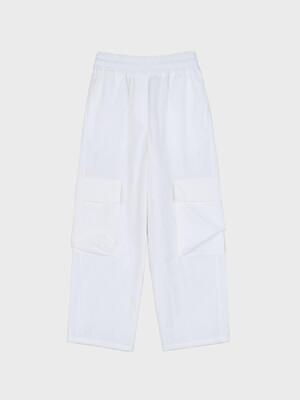 WIDE NYLON CARGO PANTS_WHITE