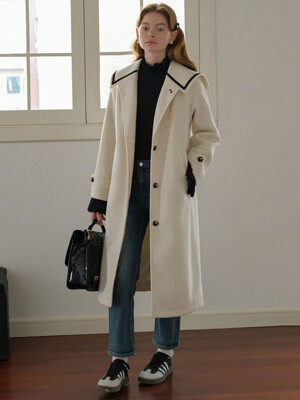 Cest_Navy collar woolen coat