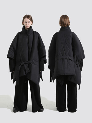 FW23 UNISEX OVERSIZED PADDED ZIP-UP COAT #BLACK