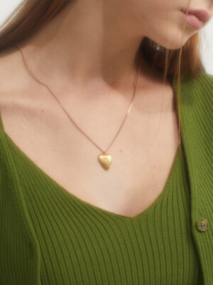Pink Heart leaf necklace_ N18