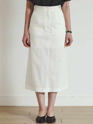 [ISABEL] Bending slit cotton skirt_white